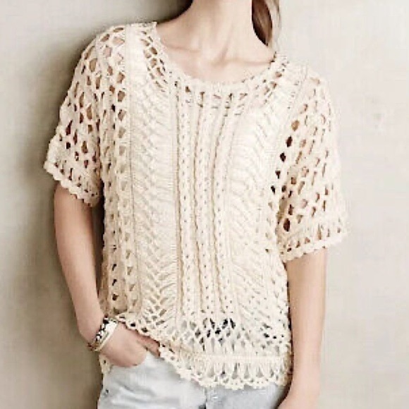 MOTH loose yarn knit cream blouse - Picture 9 of 10